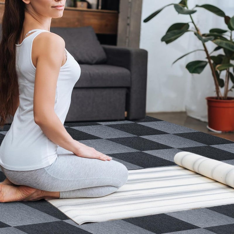 SOKEA Carpet Tiles Peel and Stick, Self Adhesive Carpet Floor Tile 10 Tiles/10 sq Ft Anti-Slip Squares Soft Padded Carpet Tiles for Kitchen Bedrooms Indoor Outdoor（12" x 12"） - Image 4